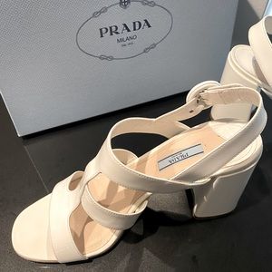 Prada white patent leather sandal
